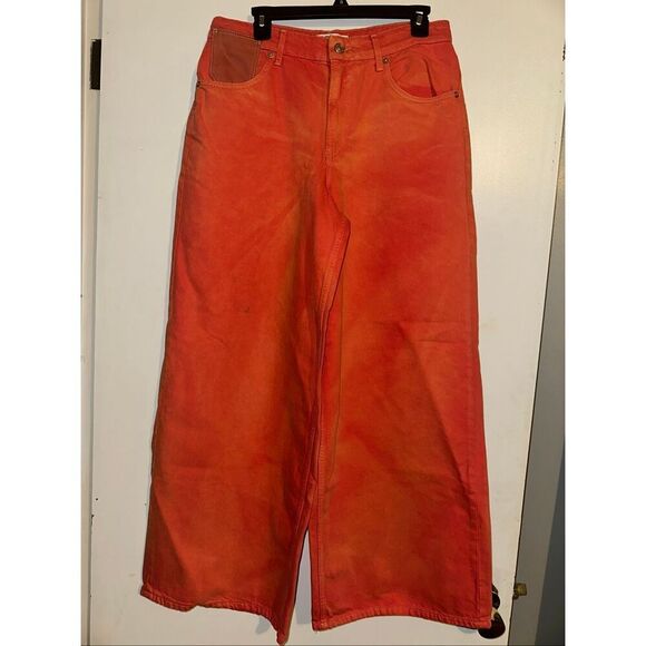 Free People We The Free Oklahoma Sunset Waterfalls Baggy Wide Leg Denim Jeans wo - Picture 2 of 8